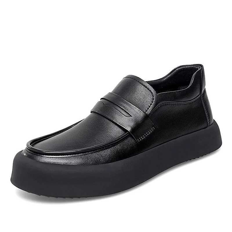 Spring Autumn New Designer Leather Loafers Male Fi Casual New Designer Black British Platform Shoes for MenXJ250118