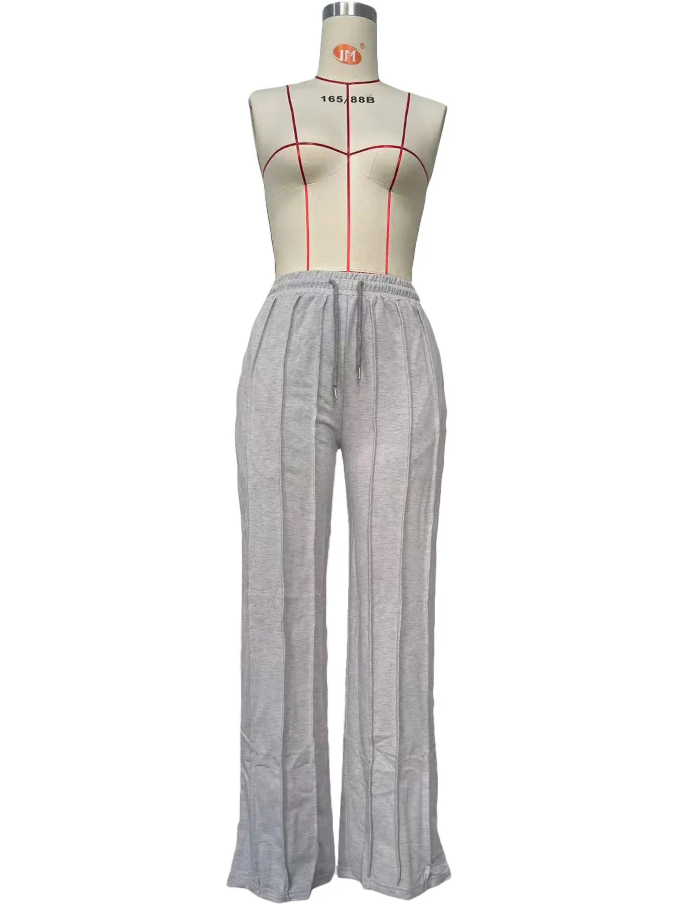 Women Striped Ribbon Straight Wide Leg Pants Fashion Summer Drawstring Street INS Casual Jogger Safari Trousers 250117