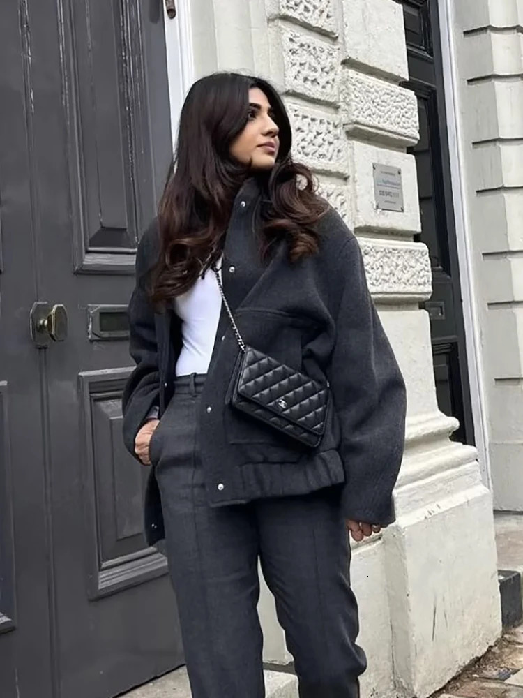 Loose Women Vintage Black Tweed Jacket Fashion Ladies Casual Outerwear Chic Female Oversize Jackets Stylish 250109