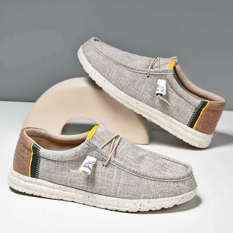 Mens Casual Canvas Shoes Breathable Slip- Loafers Men Comfortable Flat Sneakers Lightweight Driving Boat Shoes Male Lazy WalkXJ250118