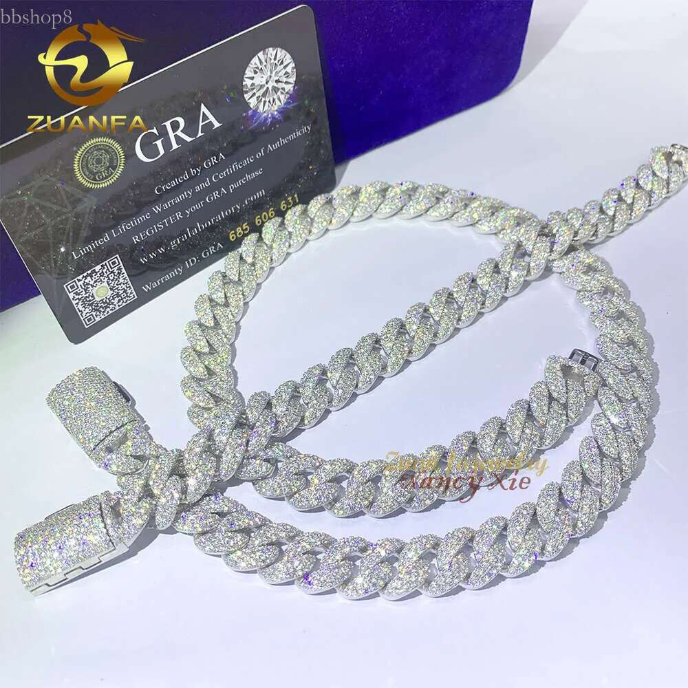 sterg sier k hip hop jewelry 12mm moissanite cuban chain necklace