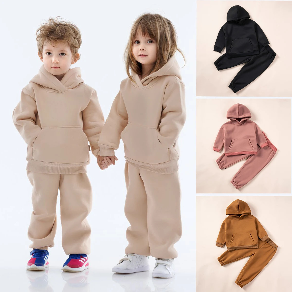 Winter Childrens Suit 0-6Y Unisex Hooded Sweatshirt Solid Color Boys and Girls Casual Clothes Comfortable and Soft 250121