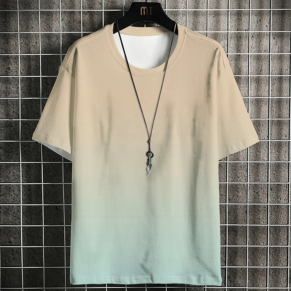 Summer Mens Tshirt Gradient Print Pattern Simple Trend Classic Street Style Clothing Casual High Quality Top 250122