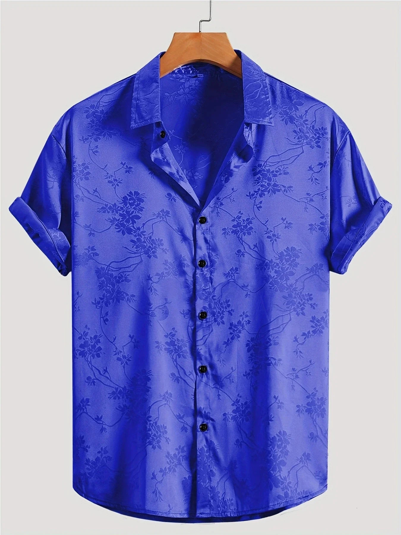 2024 Summer Mens Embroidered Shirt Short Sleeve Casual Beach Button Up Comfortable and Cool 250122