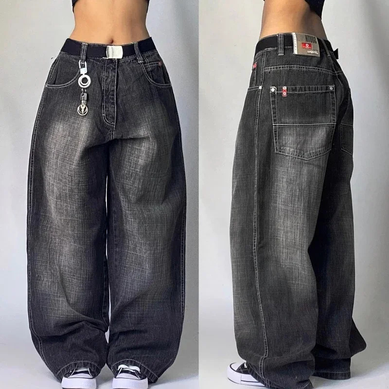 Y2K Harajuku High Waist Wide Leg Pants Fashion Solid Color Washed Baggy Jeans Women Streetwear Punk Casual Joker 250108