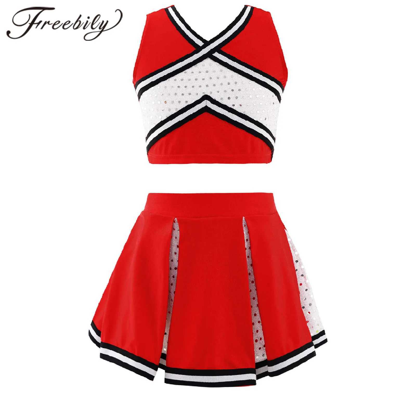 Childrens Cheerleading Uniform Cheerleading Costume School Girls Cheerleading Dance Costume Set+Skiing Childrens Cheerleading Dance CostumeW250121