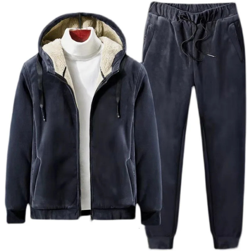Hooded Sweat shirtPant 2-piece Set Men Set Sports Suit Fleece Thickened Sportswear Casual Men Tracksuit Winter Tracksuit 6XL 7X 250117