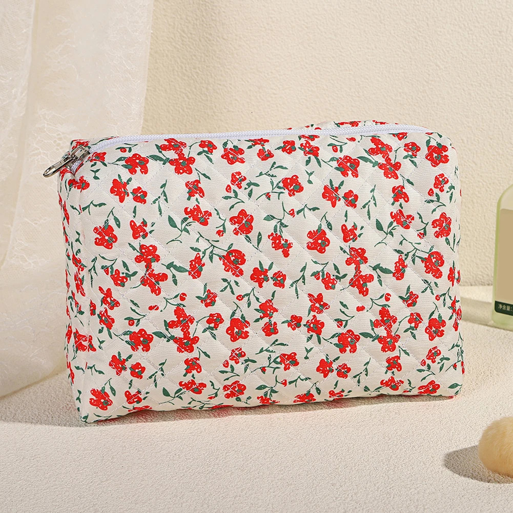 3Pcs Cosmetic Bag Cute Floral Cotton Toiletry Bag Zipper Toiletry Organizer Bag for Women Girls250114