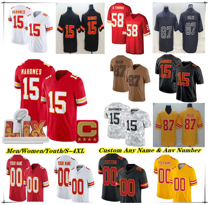 American Football Jersey Patrick Mahomes Travis Kelce Isiah Pacheco Kareem Hunt Xavier Worthy Nick Bolton Chris Jones Drue Tranquill Derrick Thomas Smith-Schuster