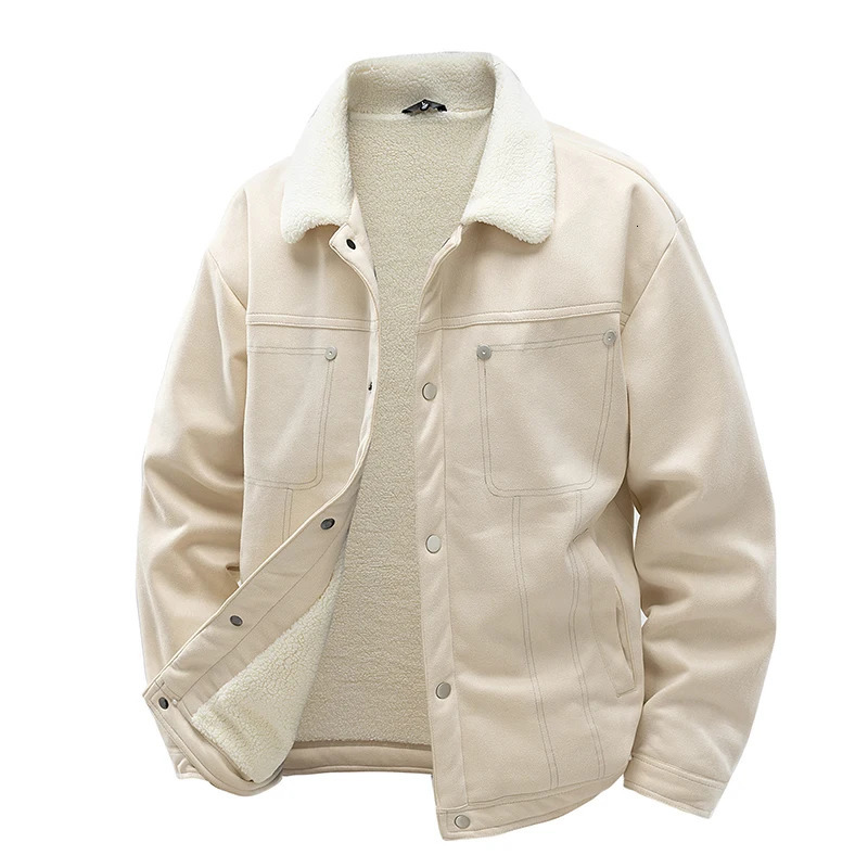 Autumn Winter Pu Leather Jacket for Men Outdoor Casual Vintage Warm Clothing Korean Fashion Men Plush Lining Outwear 250120