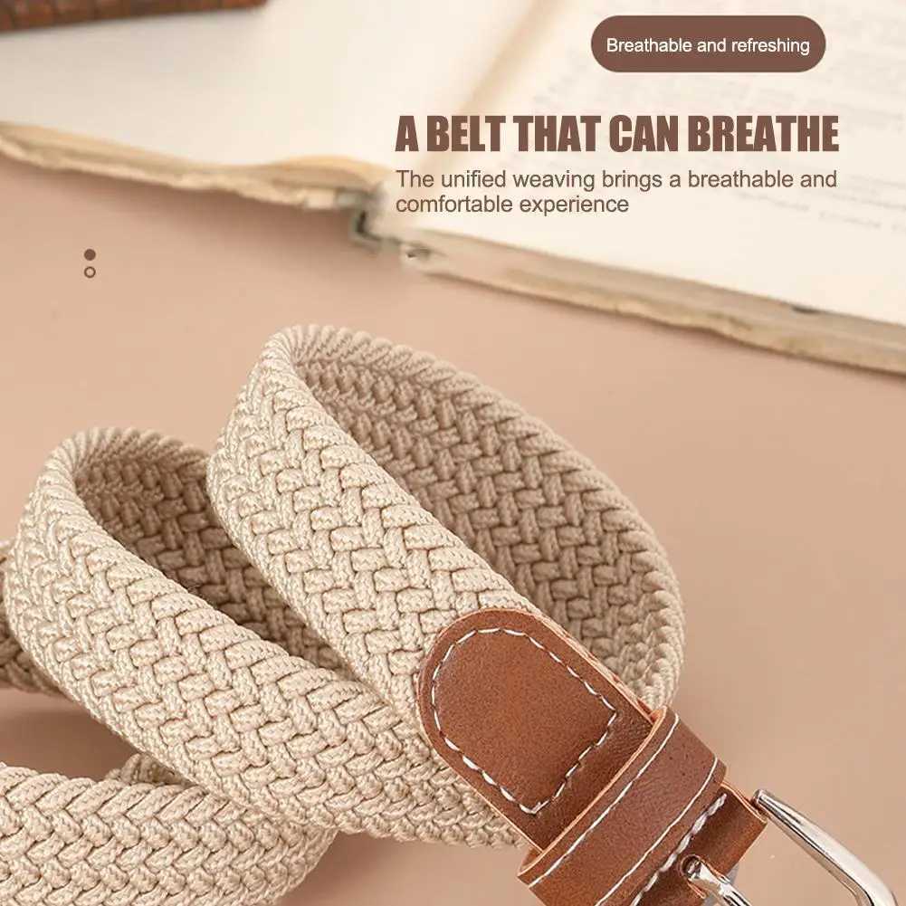 120-130cm Casual Knitted Pin Buckle Men Belt Woven Canvas Elastic Expandable Braided Stretch Belts For Women Jeans Female B H9V5 W250120
