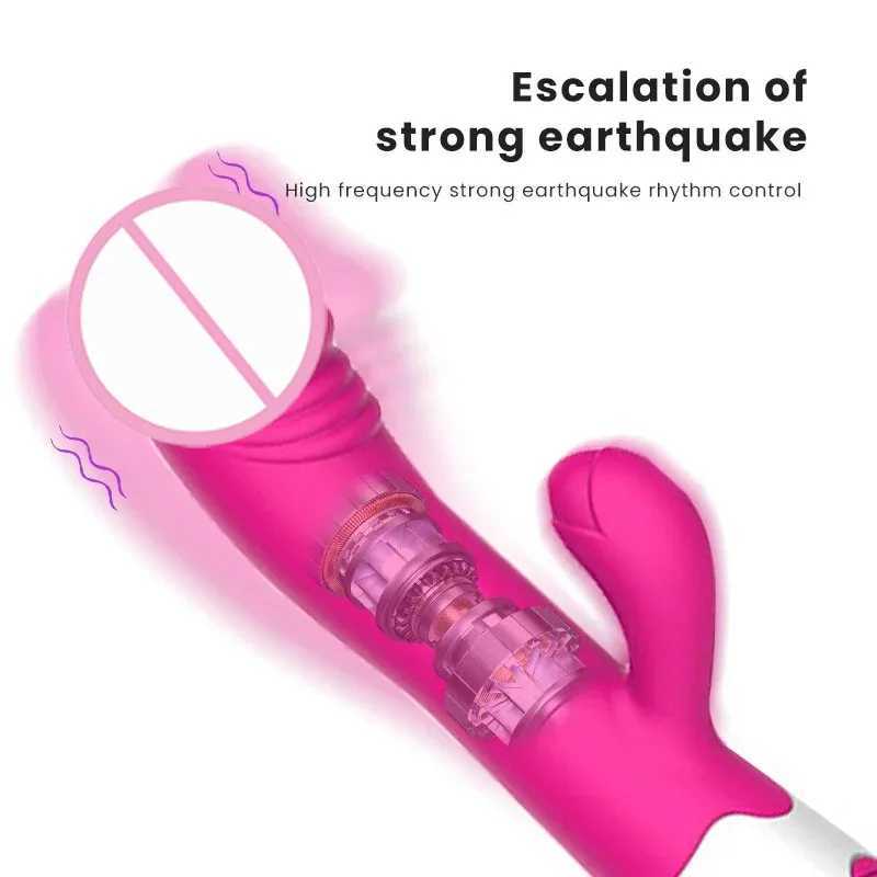 Silicone G-spot fake penis rabbit vibrator dual vibration 30 speed female vaginal labia massager adult sex toy W250117
