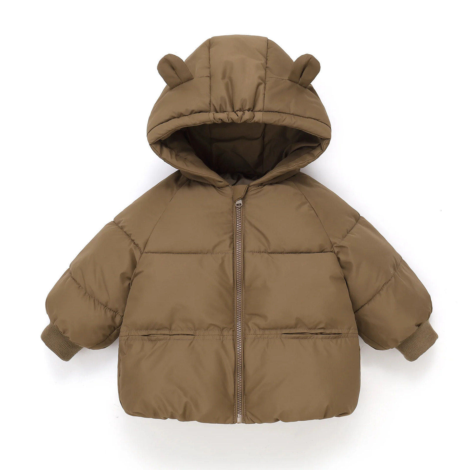 Autumn Winter Kid Thicken Fashion Cotton Coat Boy Children Solid Cardigan Hooded Long Sleeve Tops Girl Baby Warm Casual Jacket 250115