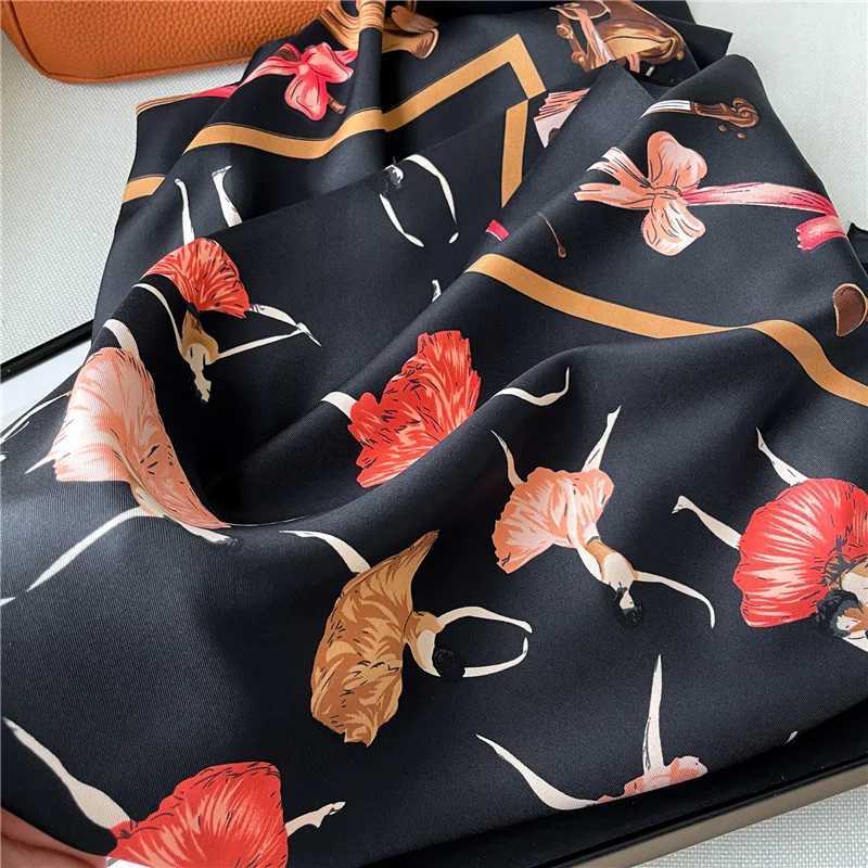 La Scarf Ballet Girl Print Designer New Large Square Scarves 90cm Thin Twill Silk Shl Headscarf Luxury Brand 2024 Fashion W250118