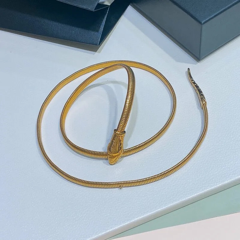 Fashion accessories snake head waist chain pure copper womens thin waist chain multi-purpose accessory snake head gold chain 250117