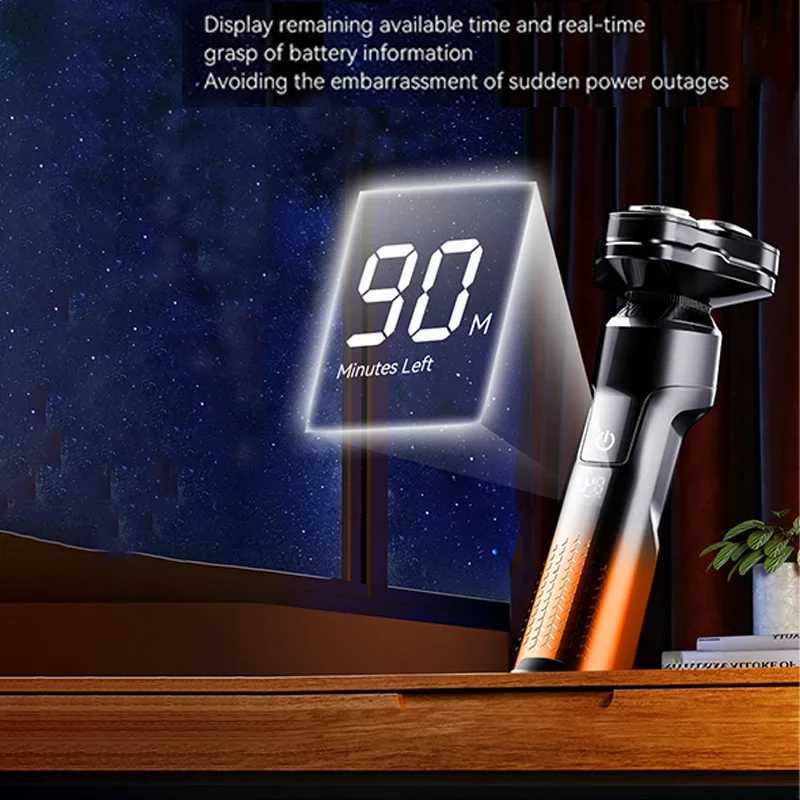 Kemei mens electric shaver for wet and dry beard electric shaver for charging LCD display screenW250117