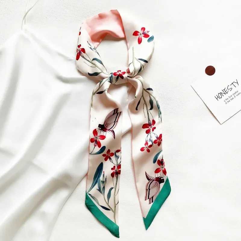 130CM New Korean Version Fresh And Original Style Flower Bird Womens Decoration Ribbon Hair Band Small Scarf Neck Scarf W250118