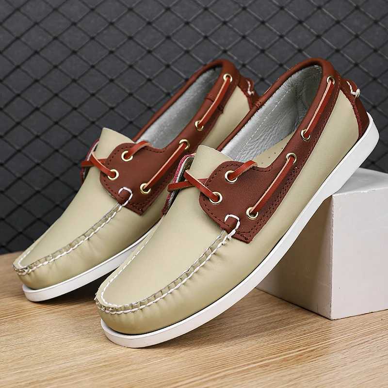 Breathable Mens Casual Leather Shoes Summer Slip Loafers Hot Sale Male Boat Flats Versatile Comfy Driving Shoes ManXJ250118