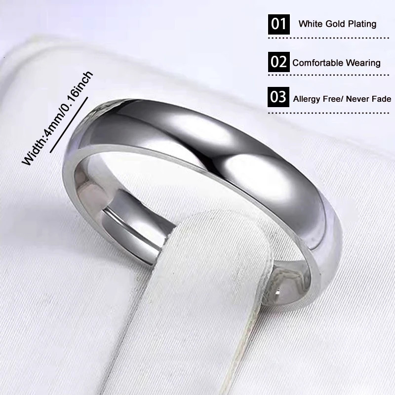 100% original 925 sterling silver ring 4mm white gold ring recommended for women wedding ring gift jewelry 250110