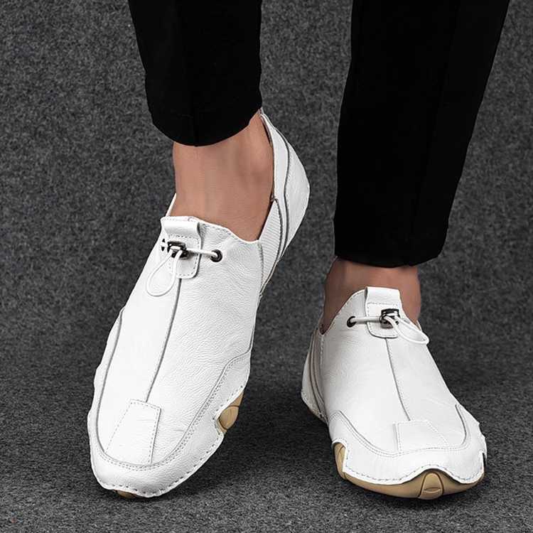 2024 Mens Sneakers Casual Slip Loafers Outdoor Light Flats Autumn Genuine Leather Shoes Comfortable Solid Color Mens SneakersXJ250118