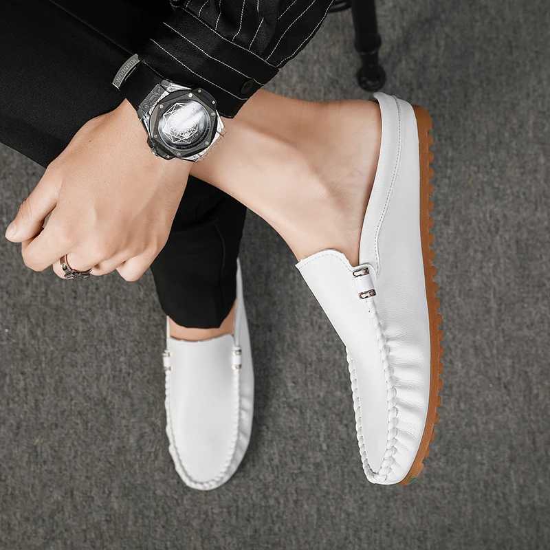 All-mah Luxury Brand Male ShoesLightweight for Men Muller New Arrival Outdoor Men Casual Shoes Leather Mens Slip ShoesXJ250118