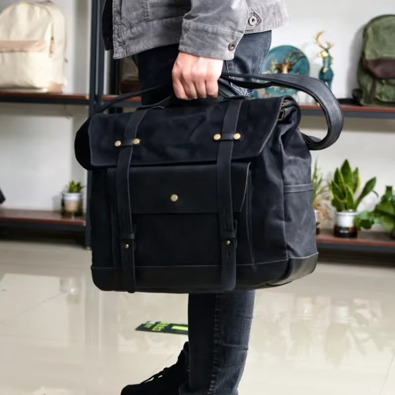 Retro Saddle Waterproof Motorbike Side Bag Large Capacity Saddlebags Canva Motorcycle Backpack Vintage