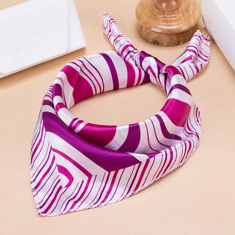 Fashion Square Women Girl Elegant Flight Attendants Hotel Waiter Busin Imitation Silk Scarf printing Korean style Gift 50*50cm W250118