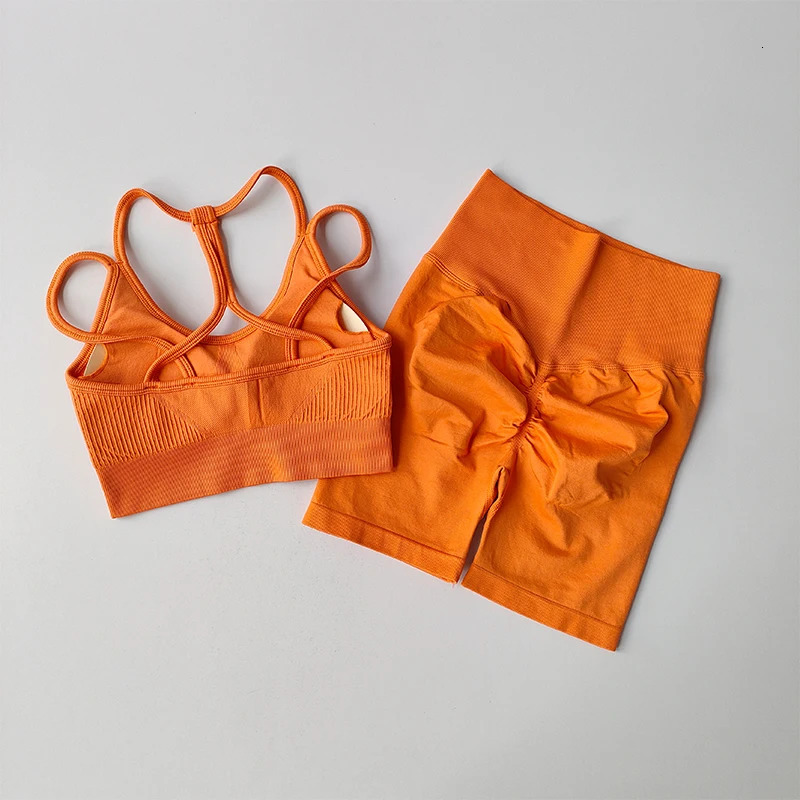 Peach High Waist Hip Lifting Sports Set Gathering Shockproof Quick Dried Yoga Clothes Running 34 Pants Fitness Two Piece 250113