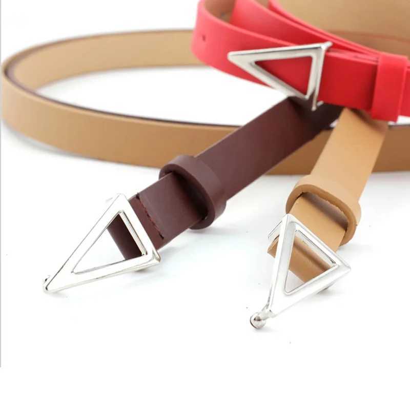 Narrow Leather Belt Women Waistbands Fashion Silver Triangle Snap Buckle Belt Ladies Wild Decoration Waist band Ladies Silm Belt W250120