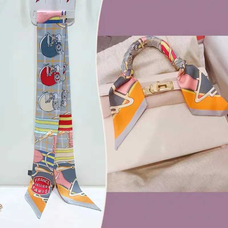 Spring New Style Steed Cavalry Horse Racing La Versatile Twill Ribbon Scarf Travel Bag Handle Ribbon Hair Band Small Scarf W250118