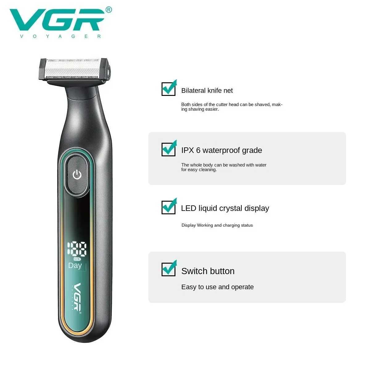 VGR Shaver Professional Razor Portable Hair Trimmer Adjustable Beard Trimmer IPX6 Razor Electric Shaving Mane for Men V-360W250117