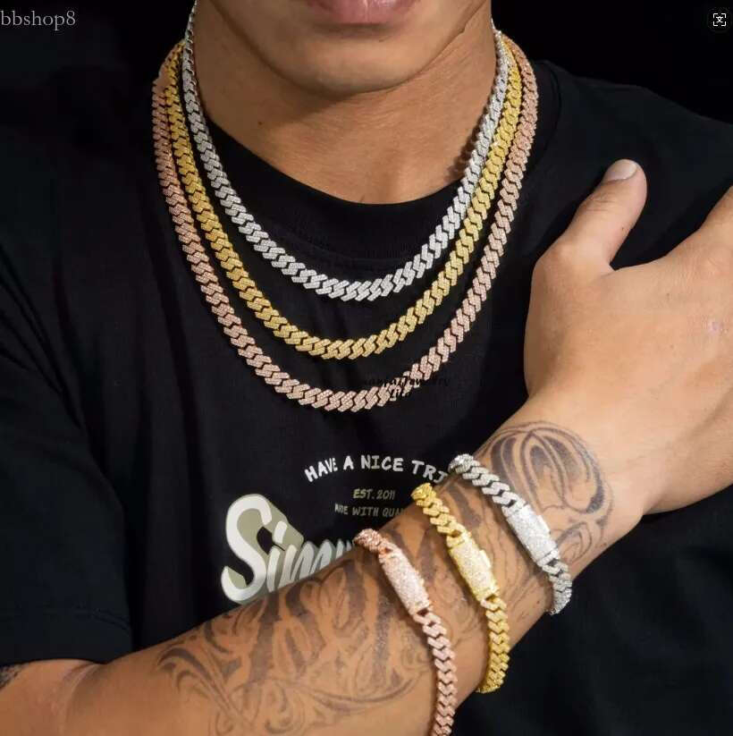 designer chain sier necklace hip hop jewelry wide 12mm 14mm cuban k chains moissanite Sier Necklace for men necklaces