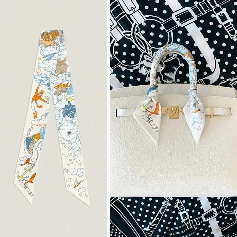 New French fashion full match Korean version Maya jungle silk scarf twill long scarf tie tied with a bag of ribbons W250118
