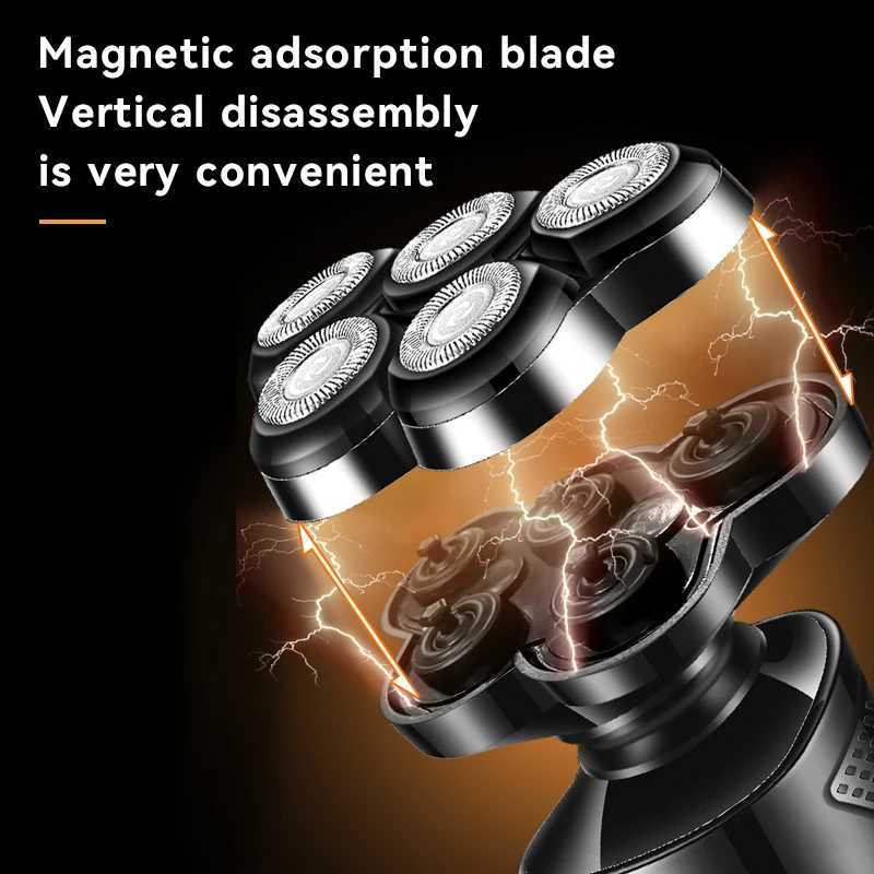 Chemical Rechargeable 5 s Shaver Electric Rotary Razor Bald Head Intelligent Wet Dry Men Beard Shaving Trimmer IPX5 WashableW250117