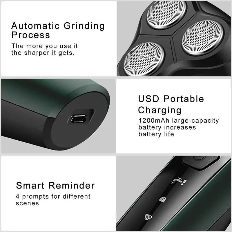 New 9D Electric Shaver USB Car-mounted High-power Full-body Wash Beard Knife Four-in-one Rechargeable RazorW250117