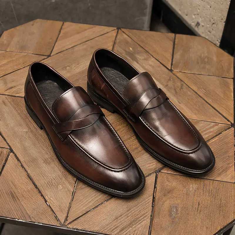 Luxury Designer Men Shoes 2022 New PU Leather Casual Driving Zapatos De Hombre Slip- Breathable Black Brown Male LoafersXJ250118