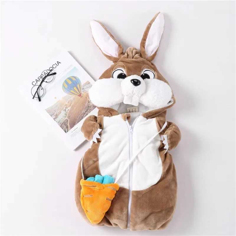Child Rabbit Bunny Cosplay Costume Cute Baby Animal Hoodie Vest with Carrot Winter Pyjamas Thickening 1-2T 2-3T W250117