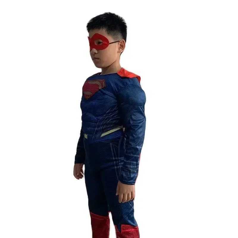 Kids Super Halloween Cosplay Costumes Boys Anime Superhero Party Role Play Dress Up Muscle Suit Children Hero Jumpsuit Outfit W250117