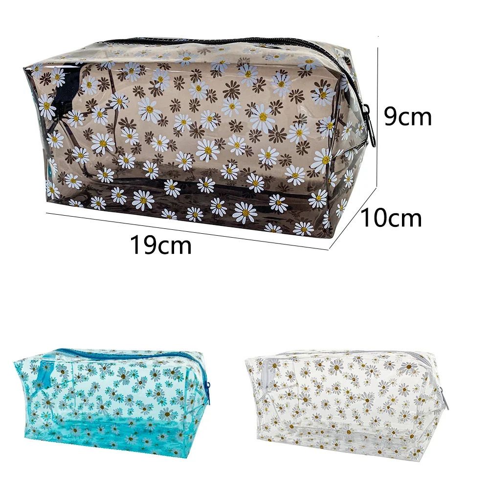 Daisy Makeup Bag Clear Portable Daisy Makeup Bag Transparent Waterproof Woman Toilet Bag Durable Cosmetic Bag Makeup Bags250114