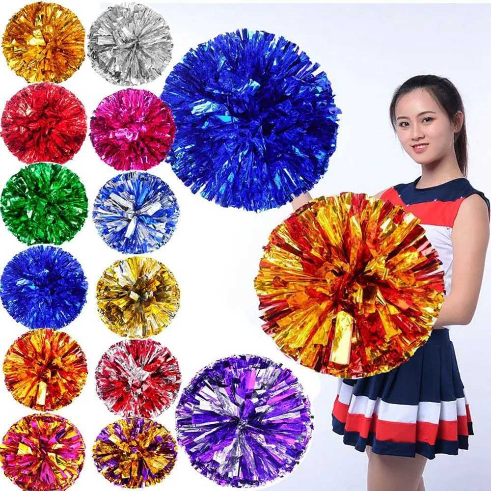 28cm Double Hole Finger Ring Style Cheerleader Pom Poms Metallic Streamer Club Sport Supplies Dance Party Decorator ToolsW250121