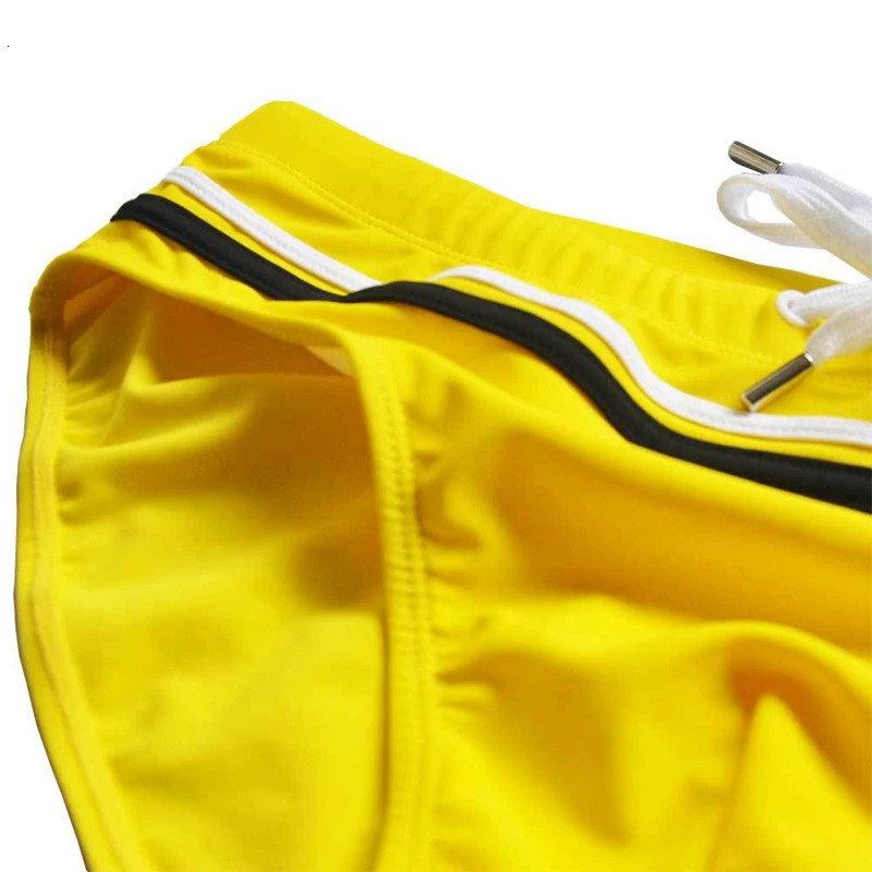 Mens Sexy Swim Beach Shorts Nadar Low waist Summer Mans Swimming Briefs Swimwear Solid White Rope Yellow Swimming Bottom 250121