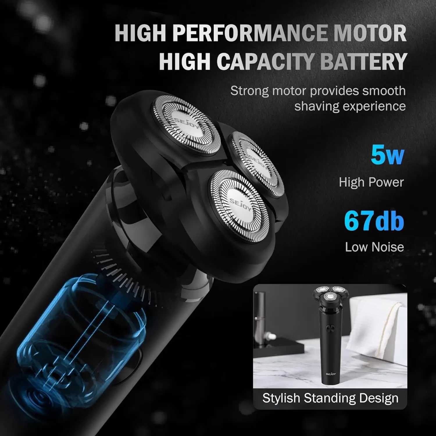 Sejoy Shavers for Men Electric Razor Waterproof IPX5 Electric Shaver Fast Charging-3D Floating Head Shaving ManeW250117