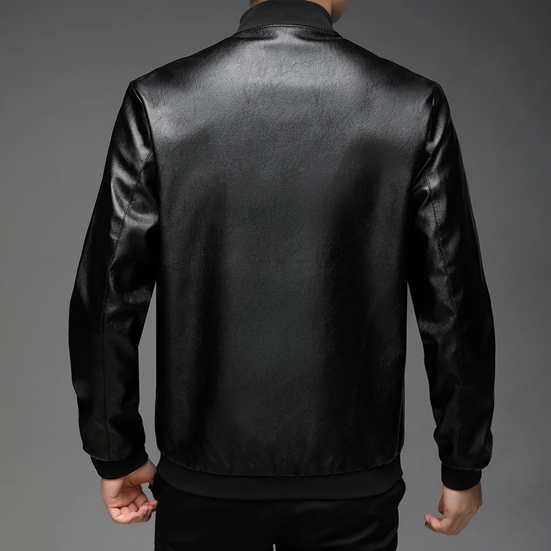 Top Grade Casual Fashion Classic Faux Pu Fashion Leather Jacket Motorcycle Men Coats Mens Clothing 2025 250120