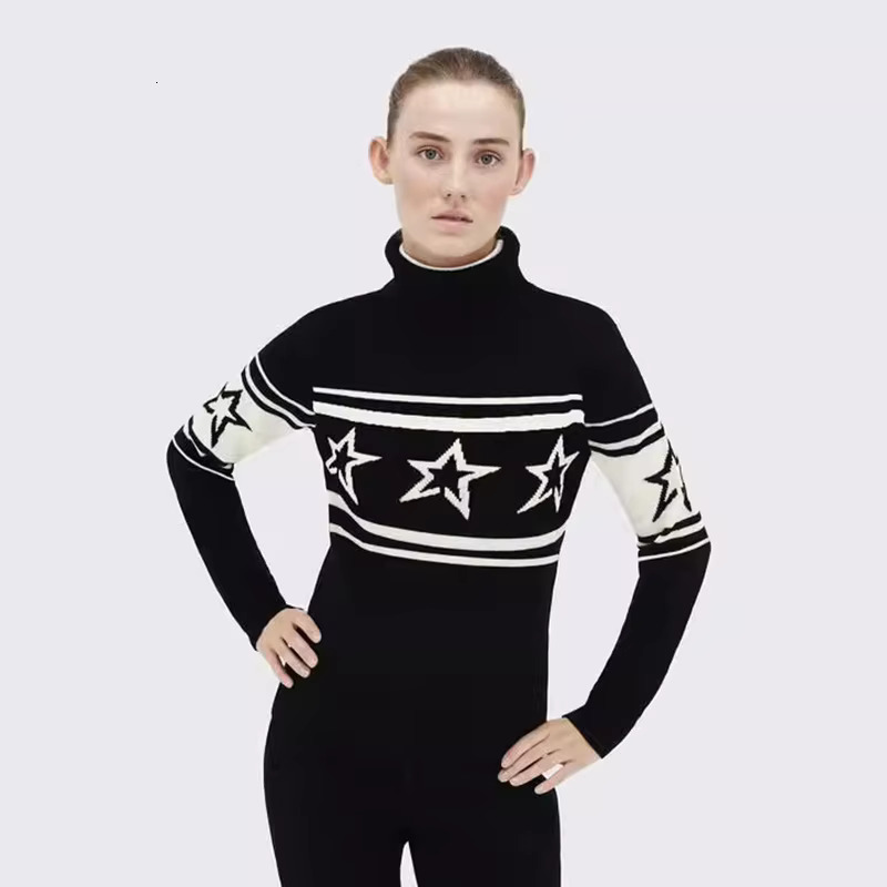 American Autumn Winter New Cross-Border Slim Fit Star Printed High Neck Sweater, Fashionable And Elegant Pullover