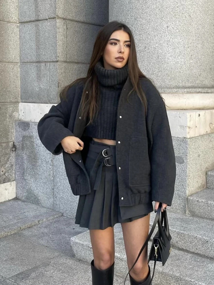 Loose Women Vintage Black Tweed Jacket Fashion Ladies Casual Outerwear Chic Female Oversize Jackets Stylish 250109