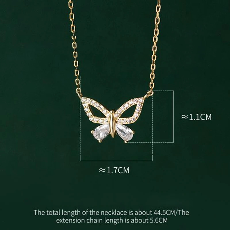 WANTME 925 Sterling Silver Shiny CZ Romantic Butterfly Clavicle Pendant Charm Necklace for Women Fashion Wedding Party Jewelry 250117