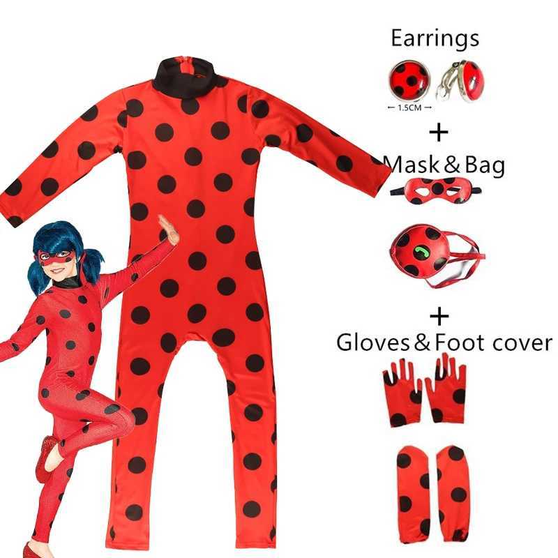 Halloween Birthday Party Costume for kids Carnival Child Bug Costume Jumpsuit Mask Bag Cosplay Red Polka Dots Costume W250117