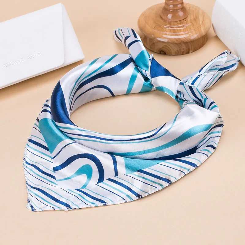 Fashion Square Women Girl Elegant Flight Attendants Hotel Waiter Busin Imitation Silk Scarf printing Korean style Gift 50*50cm W250118