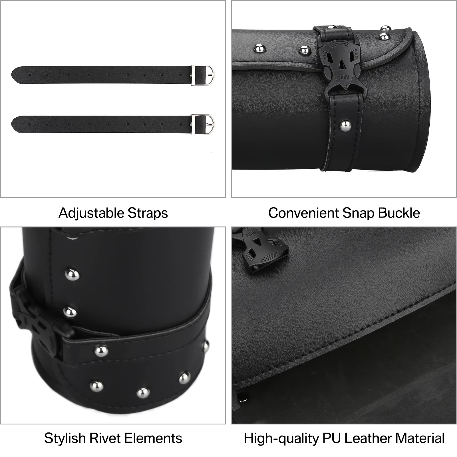 Motorcycle Front Fork Tool Faux Leather Universal Handlebar Roll Bag Waterproof Fit For Harley Sportster Kawasaki Yamaha