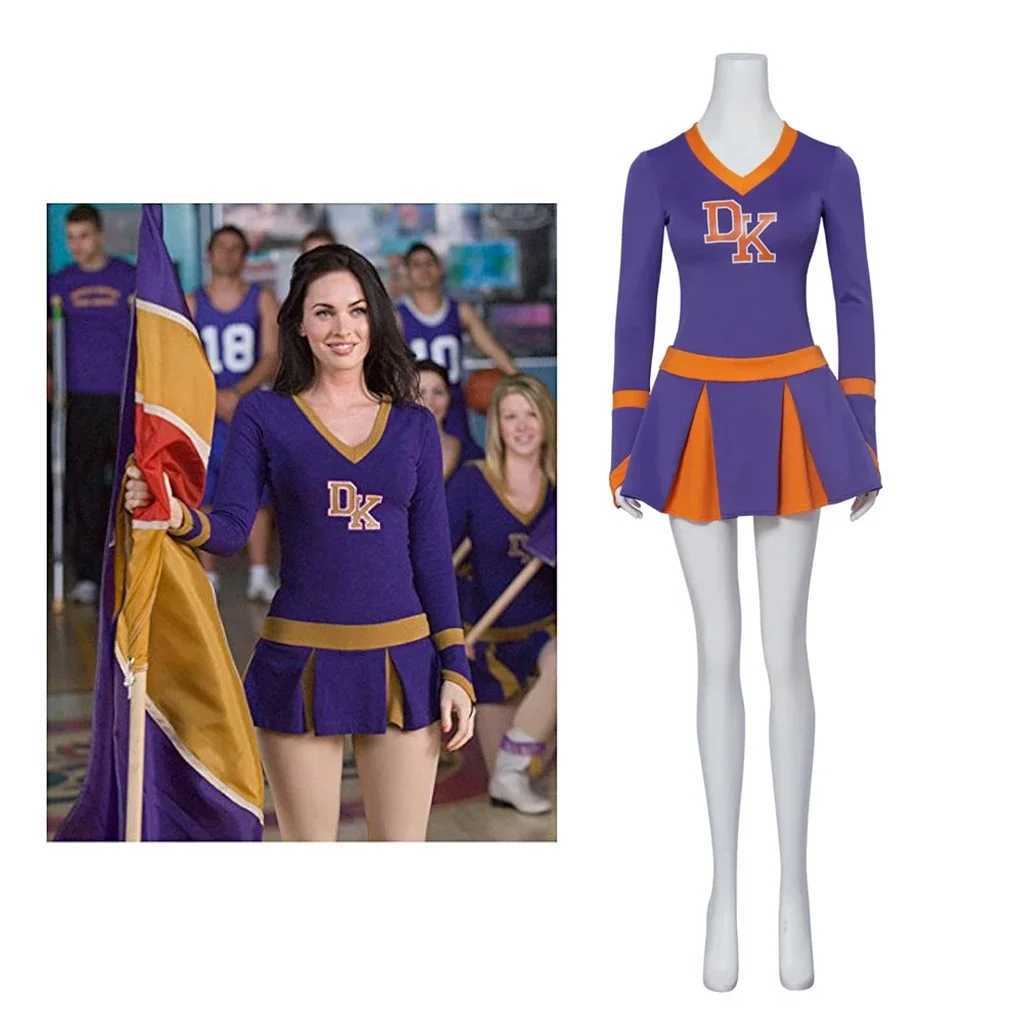 Megan Fox Jennifers Body Cheerleader Costume Jennifer Check Purple Cheerleading Uniform High School Girls Cheerleading SuitW250121